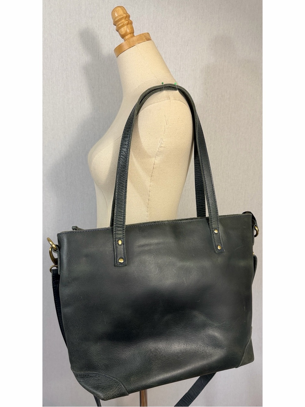 Montana Hudson Dark Green Genuine Leather Laptop Commuter Tote bag